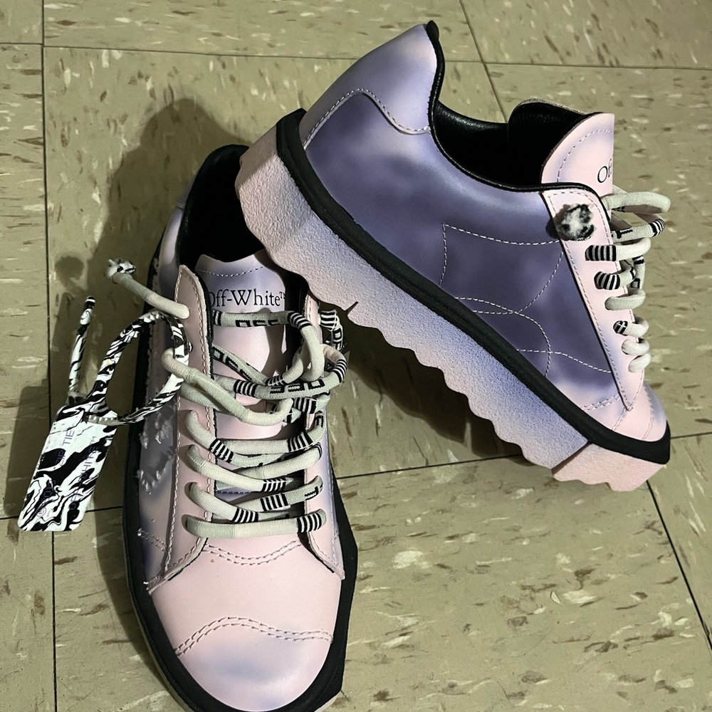 Off-White Pastel Pink and Purple Sneakers